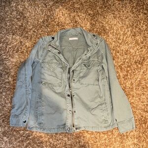 Utility Green Jacket with Button Details